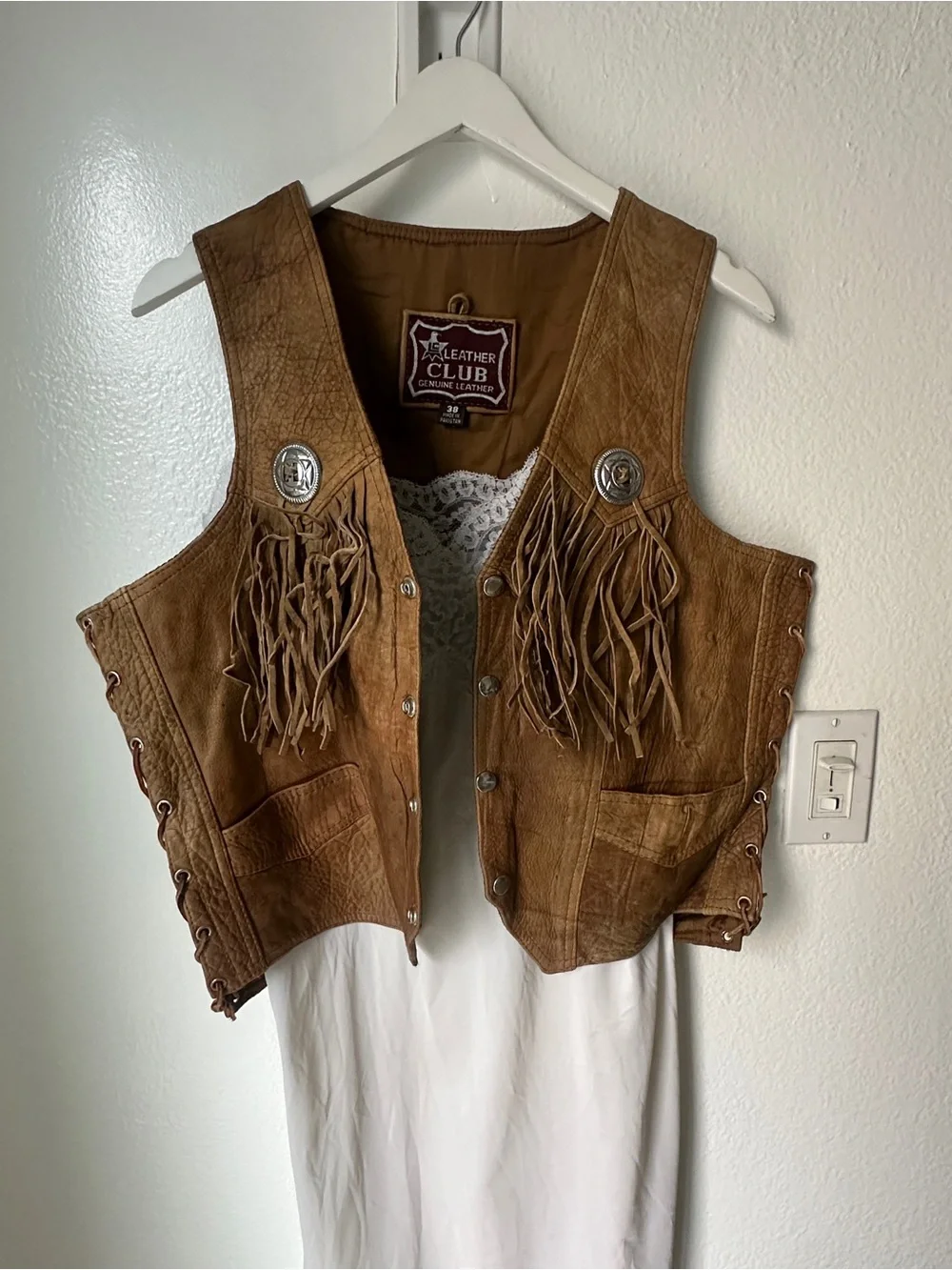 Leather Club Genuine Leather Brown Suede Vest
